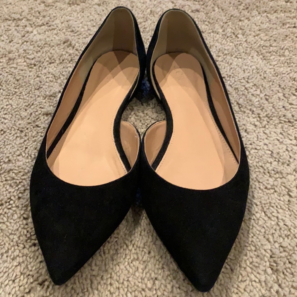 J crew black suede flats